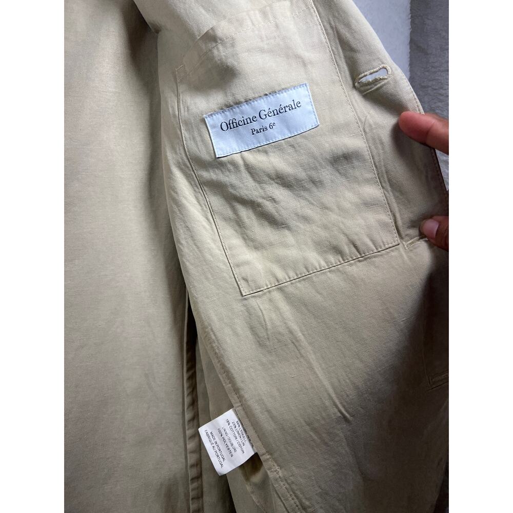 Officine Generale Beige Armie Garment Dyed Linen Blazer Jacket Sport Coat Men 46 - Picture 8 of 15